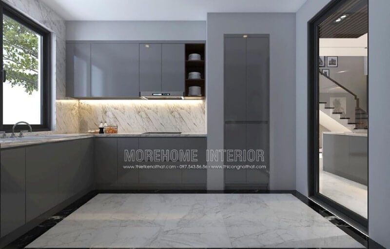  #19 Công trình thiết kế nhà chung cư có tủ bếp acrylic đẹp