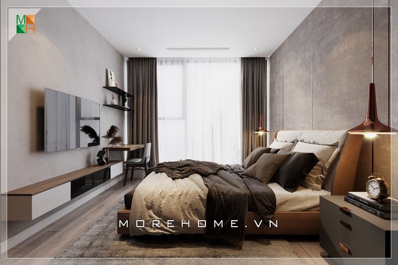 Để tạo nên phong cách hiện đại trong thiết kế phòng ngủ, cửa sổ lớn sẽ là một yếu tố quan trọng. Nó sẽ giúp căn phòng ngủ thoáng mát, đón nhận ánh nắng tự nhiên, tạo nên cảm giác thông thoáng và sang trọng, phù hợp với không gian nhà phố, chung cư, biệt thự.